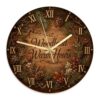 Pinecones Wall Clock, Rustic Natural Flowers Branches Fall Brown Round Wall Clock for Garage Game Room Outdoor Decoration 11.6x11.6 Inches