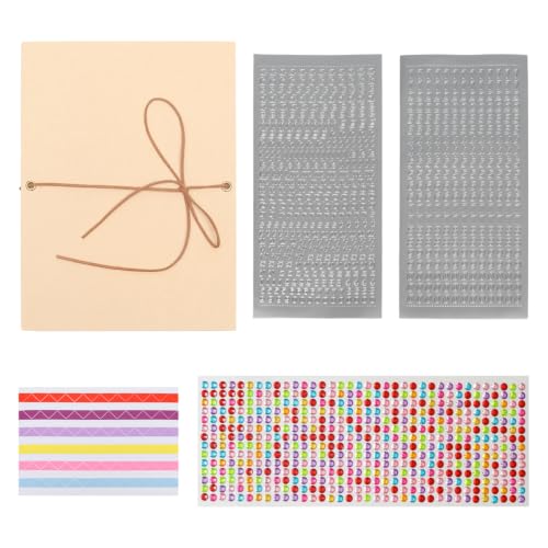 PINE & LINEN 1pcs Brown Small Scrapbook Album,Stretchable Accordion Foldable Mini Photo Album with DIY Stickers,Kraft Paper Memory Book for Wedding Anniversary/Birthday Gift (8x11 Inch)