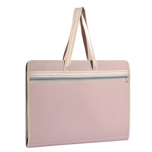 Pink A3 File Folder Bag, Accordion File Organizer with Zipper Closure, Large Capacity Multi Layer Handbag, PP Material Storage Bag for A4 Documents, 18.9 x 15 x 1.97 in, 48 x 38 x 5 cm