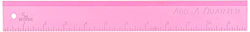 Pink Add-A-Quarter 12-Inch Ruler for Quilting - Acrylic Trimming Tool with 1/4" Seam Allowance for Rotary Cutting – CM Designs