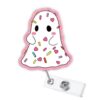 Pink Candy Ghost Badge Reel, Sprinkles Glitter Halloween Badge Holder