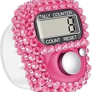 Pink Electronic Finger Tally Counter Clicker Counter, Convenient Portable Digital Display Tally Counter, Resettable Mini Lap Counter for Golf Goods Counting Accessories, Track and Field Lap Counters