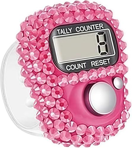 Pink Electronic Finger Tally Counter, Digital Display Tally Counter,Resettable Mini Lap Counter for Golf Goods Counting Accessories,Track and Field Lap Counters Other Team Sports
