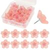 Pink Sakura Flower Resin Pushpins, Decorative Thumb Tacks for Postcards Photos and Paper Notes