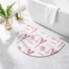 Pink Towers Bathroom Rug Cute Half Circle Bath Mat Non-Slip Washable Semi Circle Bath Rug Absorbent Modern Romantic Chic Parisian Vintage Floor Mat for Bathroom Kitchen Bedroom Shower Decor 18"x30"