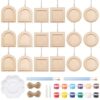 Pinkunn 3.5 Inch 18 Sets Christmas Decor Wooden Painting Craft Kit for Adults Multi Layer Wood Blank DIY Kit Wood Crafts for Xmas Tree Decor Holiday Party Making Painting Supply