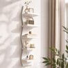 Pinkunn Scalloped 5 Tier Wall Shelf Unit, Wavy Shape Vertical Column Tower Shelf, Modern Decorative Wall Mount Floating Shelves Storage Organizer for Small Spaces Bedroom Living Room Bathroom (White)