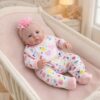 Pinky Reborn 16inch 40cm Meadow Girls Doll Can Open Mouth Silicone Full Body Anatomically Correct Realistic Full Solid Silicone Newborn Dolls Gift for Kids Age 3+