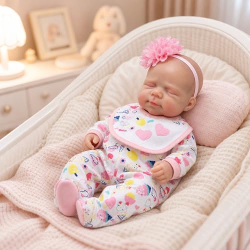 Pinky Reborn 16inch Reborn Baby Dolls Girls Doll Can Open Mouth Solid Silicone Full Body Anatomically Correct Realistic Full Newborn Dolls Flexible Real Life Babies Gift for Kids Age 3+