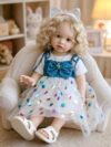 Pinky Reborn Realistic Reborn Baby Dolls 26 Inch Lifelike Newborn Doll Handmade Weighted Real Life Baby Dolls Reborn Toddler Girl with Blonde Hair Soft Cloth Body Gift Toy for Kids Age 3+