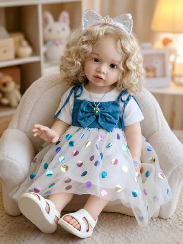 Pinky Reborn Realistic Reborn Baby Dolls 26 Inch Lifelike Newborn Doll Handmade Weighted Real Life Baby Dolls Reborn Toddler Girl with Blonde Hair Soft Cloth Body Gift Toy for Kids Age 3+