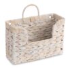 PINXIURY Magazine Holder Wall Basket Water Hyacinth Woven Mail Organizer, Wicker Wall Hanging Baskets for Magazines, Letters & Storage Decorative Mail Holder, Magazine Rack, Hanging Basket, Whitewash