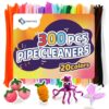 Pipe Cleaners, 300pcs 20 Colors, Craft Supplies, Pipe Cleaner Chenille Stems, Craft Pipe Cleaners, RED BLUE GREEN BLACK ORANGE YELLOW PINK