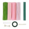 Pipe Cleaners Craft Chenille Stem Decorative Creative DIY Flower Making Kit DIY Bouquet Supplies for Mother Day Festival, Pink