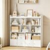 Pipleo Large Toy Storage Organizer and Kids Bookshelf with 7 Cubes, 2 Sliding Drawers, 2 Magnetic Cabinets, 1 Top Shelf, Toy Organizers and Storage for Playroom, Kids Bookcase Toy Chest Storage, White