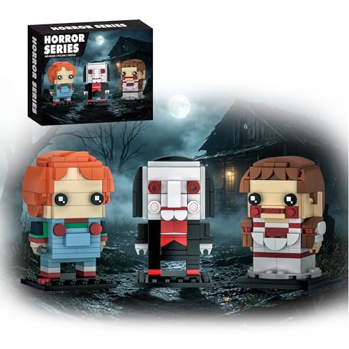 Pirolaxent Halloween Horror Action Figures Building Blocks Set, 3 in 1 Movie Collectible Bricks Kit Toys, Billy Horror Present for Films Fans, Halloween Decoration Gifts for Kids Adults