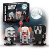 Pirolaxent Halloween Horror Action Figures Building Blocks Set, 3 in 1 Movie Collectible Bricks Kit Toys, Clown Horror Present for Films Fans, Halloween Decoration Gifts for Kids Adults