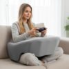 PITCTCHIC Reading Pillow with Armrests, Large Gaming Pillow for Adult, Memory Foam Desk Pillow with Cup Holder & Side Pockets, Laptop Lap Desk for Working, Gaming, Reading on Couch Bed Floor (Grey)