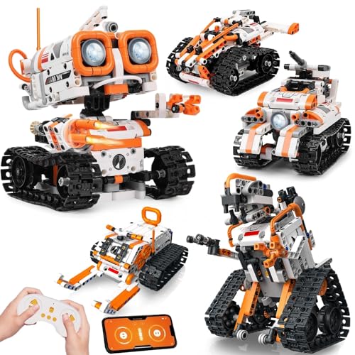 PIVONAX STEM Robotics Kit for Kids Ages 6+, 5-in-1 Remote/APP Control Coding Robot, Educational Engineering Building Toys with Programming, Science Projects Great Gift for Boys & Teens