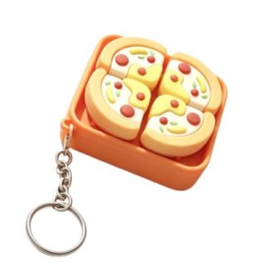 Pizza Decompression Push Button Keychain, PVC Stress Relief Bag Pendant