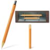 Pizz Premium Hexagonal Brass Mechanical Pencil Set with Matching Lead Case, 0.5mm Slim Pencil-Style Drafting Pencil, Gift Box Included, Made in Japan - Bright Yellow