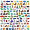 pkaoakyo 200 PCS Mini 3D Printed Animals Bulk, Articulated Animal Figurines Set, Flexible Fidget Toys, Desk Pets for Kids Party Favors, Classroom Rewards and Goodie Bag Stuffers