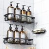 PKBD Shower Caddy, 3 Pack Shower Shelves for Bathroom, Dark black