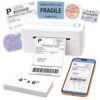PKMHLXS Bluetooth Thermal Shipping Label Printer, 4x6 Wireless Thermal Label Printer for Small Business, Compatible with Android, iPhone, Windows & Mac, White