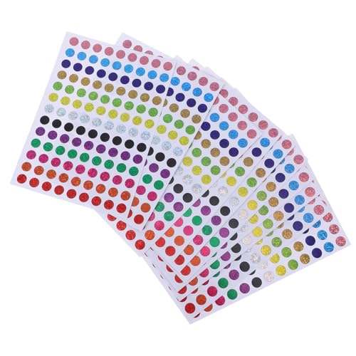 PLAFOPE 100 Sheets Laser Glitter Round Color Coding Label Stickers, of Self-Adhesive Mini Circle Dot Stickers for Customizing Planners, Party Venues, and Festive Decorations with Colorful