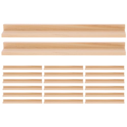 PLAFOPE 20pcs Wooden Domino Rack Holder with 19cm Base, Sturdy Wood Material and Multifunctional Design, Versatile Tile Holder for Home and School Use, Minimalist Style Domino Base Stand