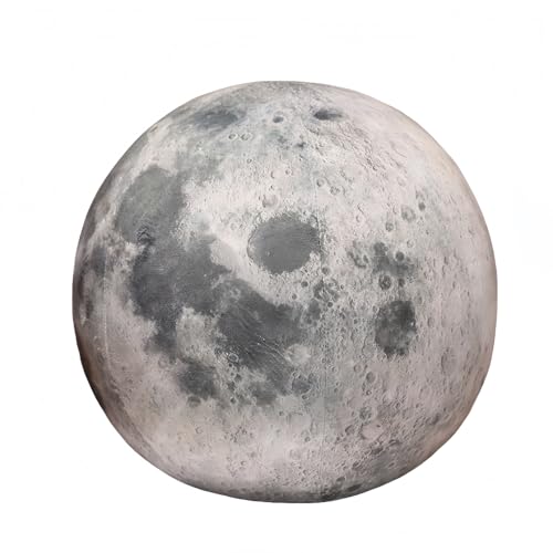Planet Plush 10.6" Soft Plush Pillow Toys Stuffed 3D Moon, Earth, Sun Plushie Doll Cute Solar System Planet Toy Gifts for Kids and Bedroom Sofa Home Decor (Moon)