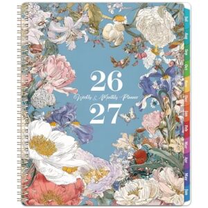 Planner 2026-2027 - Academic Planner 2026-2027, Jul.2026 - Jun.2027, Planners Weekly and Monthly, 8.5" x 11", Storage Pocket, Spiral Bound for School Office Home - Floral