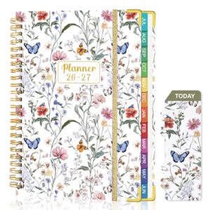 Planner 2026-2027: 2026-2027 Academic Planner Weekly and Monthly from Jul. 2026 - Jun. 2027, 6.3" x 8.4", Calendar Planner with Monthly Tabs, Flexible Cover, Thick Paper, Inner Pocket for School Office Supplies(Wildflowers)