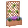 Planter Box with Trellis 27.5Lx11Wx46H Privacy Screen with Planter Box with Drainage Holes, Flowers Fruits and Vegetables for Backyard Patio and Balcony, Brown