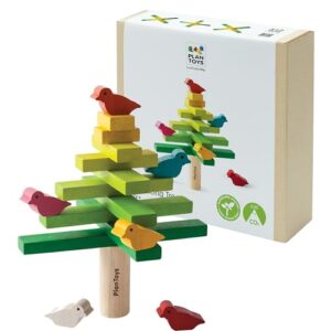 PlanToys® Wooden Balancing Tree Game | Montessori Stacking Toy with Birds for Fine Motor Skills & Coordination | Educational Game for Toddlers, Preschool Kids & Family Play