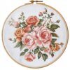 Plant Rose Cross Stitch Kits for Beginners Adults,11 CT Patterns Dimensions Embroidery Kits Arts Craft Kits, Home Decor 13.7 x 13.7in,35x35cm（606 A