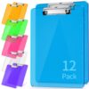 Plastic Clipboards 12 Pack, 6 Colors, Letter Size, Sturdy & Smooth Writing Surface, Low Profile Metal Clip, No Bend Clipboard for School Classroom Office