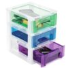Plastic Desktop 3-Drawer Storage Organizer,Stackable Craft Drawer Storage Container For Art Craft Supplies,Office School Home