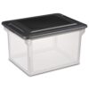 Plastic File Box Clear Storage Bins with Black Lids Letter or Legal-Sized File Storage Container, Stackable, Nestable