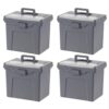 Plastic Hanging File Box with Lid, Portable Letter Size, Gray, 4 Pack