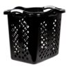Plastic Laundry Basket with Silver Handles, 2 Bushel, Black, for Adults