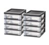 Plastic Mini Storage Drawers, Stackable 4-Drawer Desktop Organizer, 2 Pack
