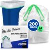PLASTIC PRINCE 13 Gallon Tall Kitchen Drawstring Trash Bags, 0.8 Mil White, Leak-Resistant, Easy-Tie Closure, 200 Count Value Pack for Home, Office & Commercial Use