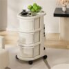 Plastic Rolling Utility Cart with Handle Movable Storage Organizer with Wheels Multi-Functional Storage Trolley for Office Living Room Kitchen Space Saver
