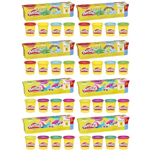 Play-Doh Bulk 4 Pack Vibrant Colors, 32 Colorful 3 Ounce Cans of Modeling Compound, Kids Arts & Crafts, Preschool Toys for Girls & Boys 3+