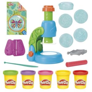 Play-Doh Light & Look Microscope for Kids, Electronic Preschool Toys for Girls & Boys, 9 Accessories & 5 Colors, Back to School Gifts, Ages 3+