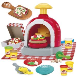Play-Doh Stamp & Spin Pizza Playset, 8 Accessories & 5 Colors, Kids Play Food & Cooking Toys, Ages 3+