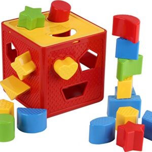 Play22 Baby Blocks Shape Sorter Toy - Childrens Blocks Includes 18 Shapes - Learning Color Recognition - Colorful Sorter Cube Box - My First Baby Toys - Toys Gift for Boys & Girls