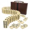 Playbees Jumbo Double Six Dominoes Set - 28 White Classic Tiles in Faux Leather Case - Fun Educational Toy for Kids, Boys, Girls, Classroom Kit, Classic Game Night Party Favors Set, Travel-Friendly