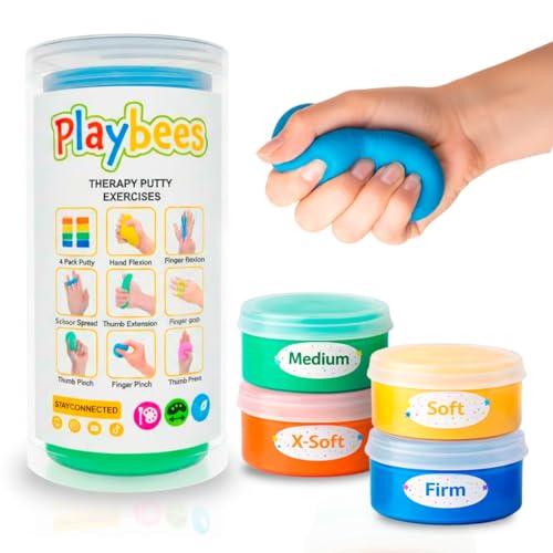 Playbees Therapy Putty for Hand Therapy – Sensory Exercise Putty for Kids & Adults, Therapeutic Hand Putty for Physical Therapy Supplies, Hand Therapy Putty - Extra Soft, Soft, Medium, Firm